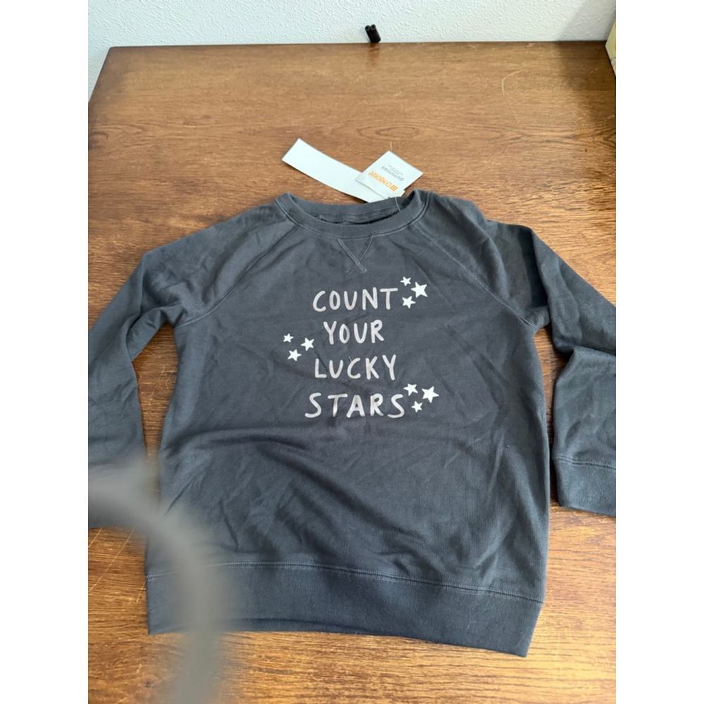 Gymboree Girls Sweatshirt Size 5-6 Count Your Lucky Stars Gray NWT